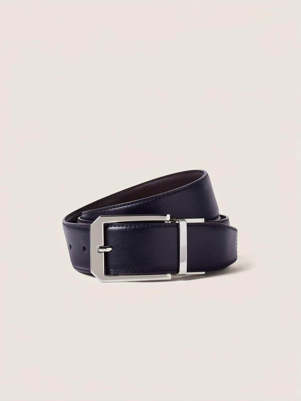 Black and Dark Brown Reversible Leather Belt