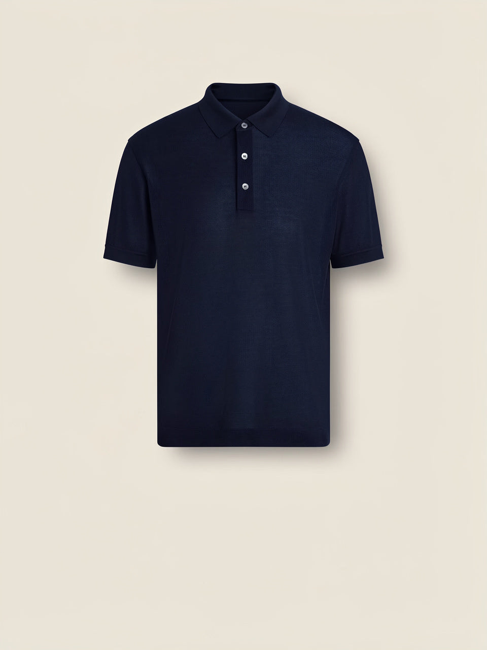 Dark Blue Silk Polo Shirt