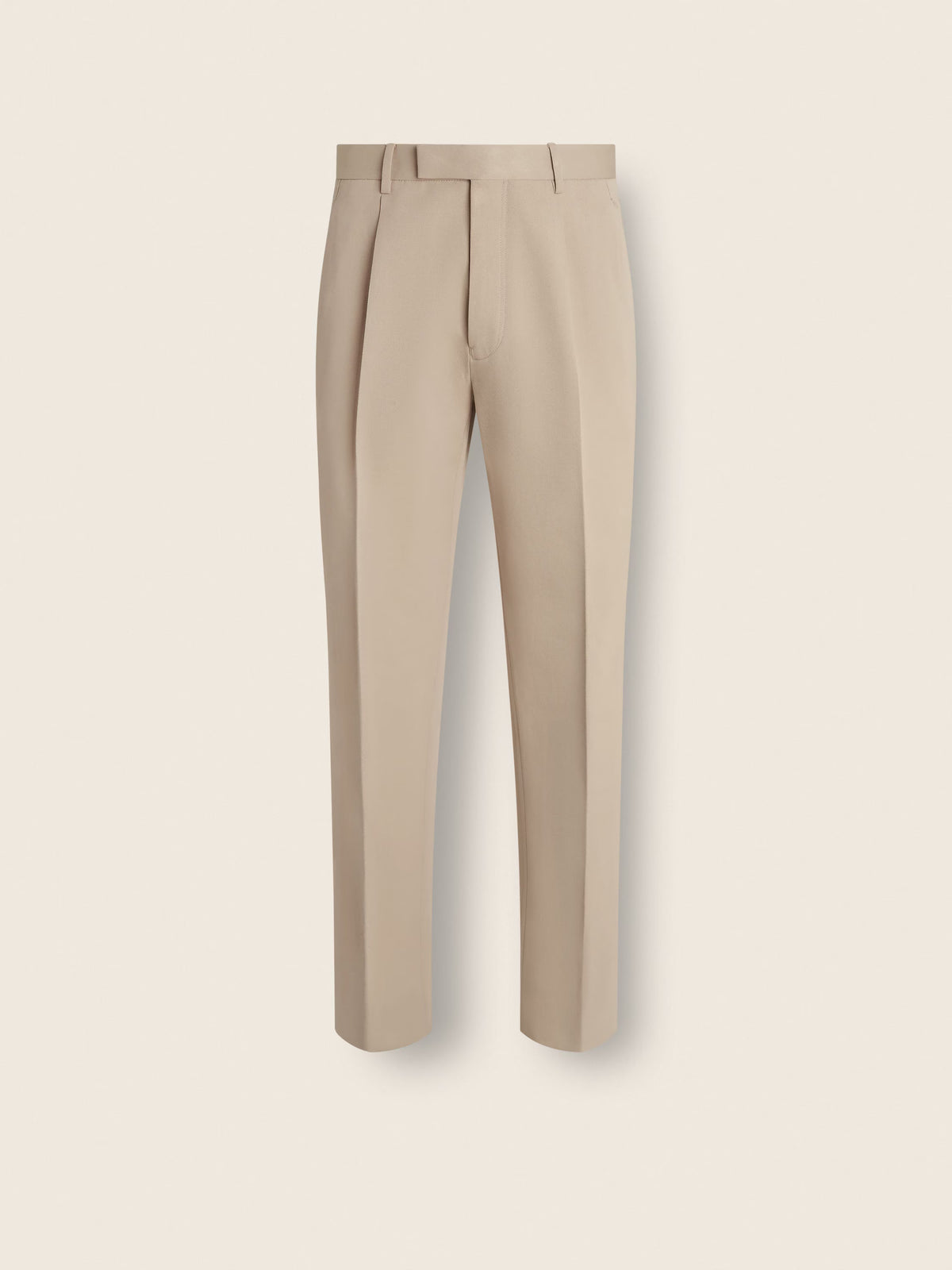 Light Taupe Cotton and Wool Pants