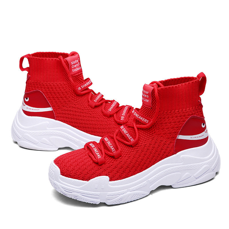 Men's Red Height-Increasing Elevator Sneakers