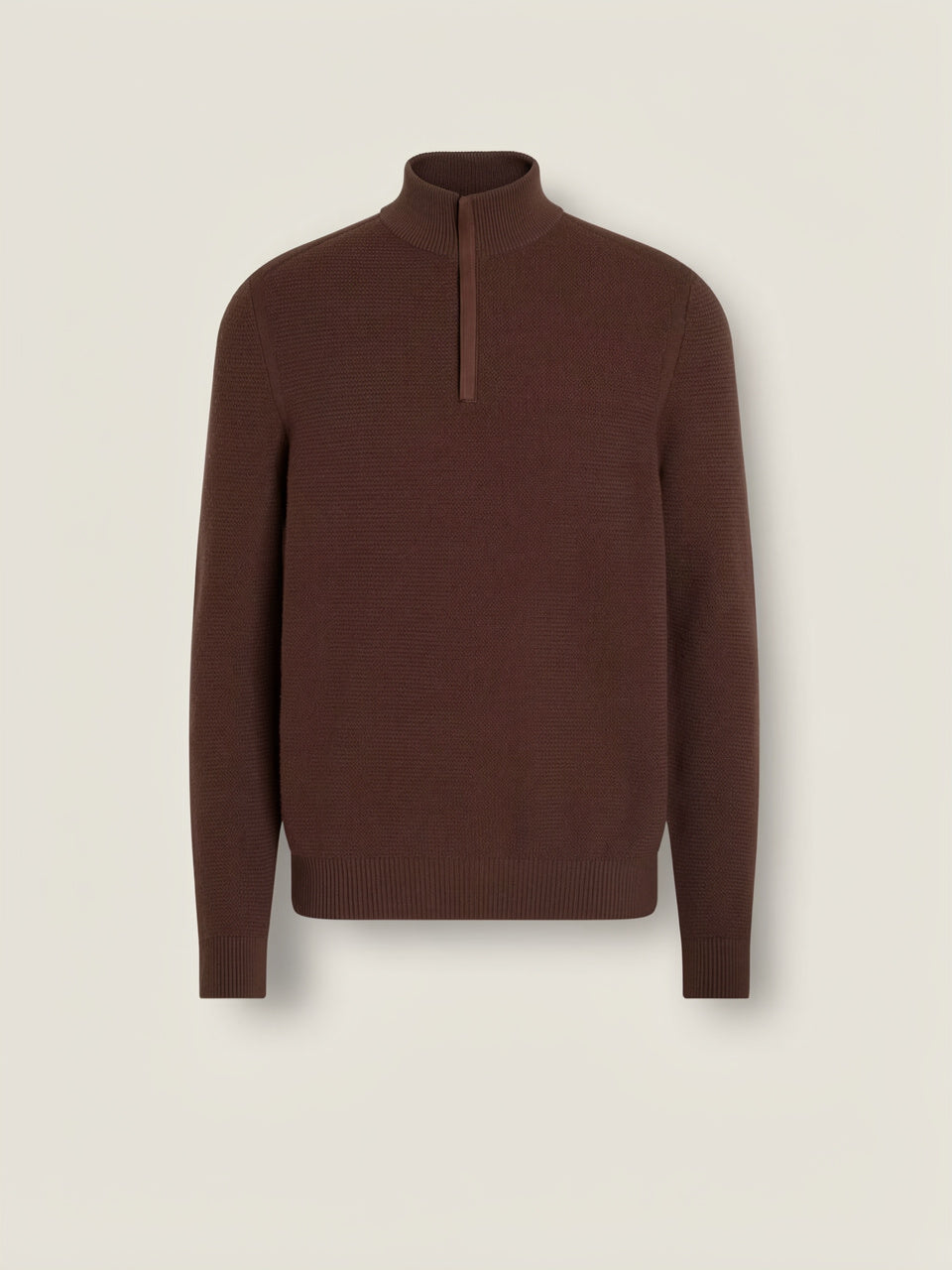 Brown V.A. Zip Mock Neck