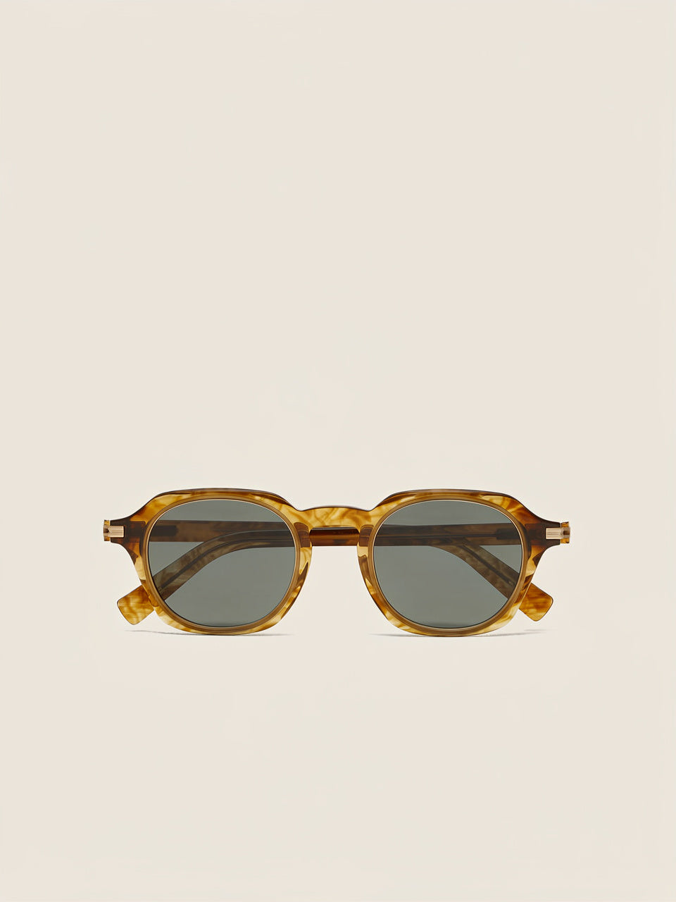 Transparent Light Brown Acetate and Titanium Sunglasses