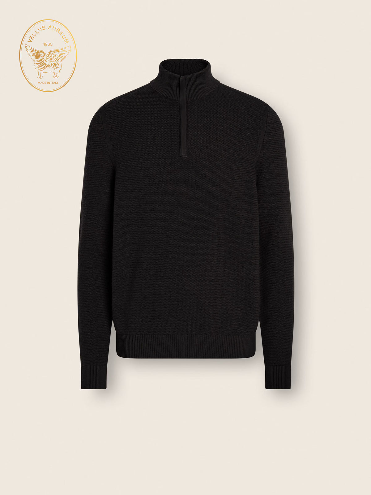 Black V.A. Zip Mock Neck Sweater