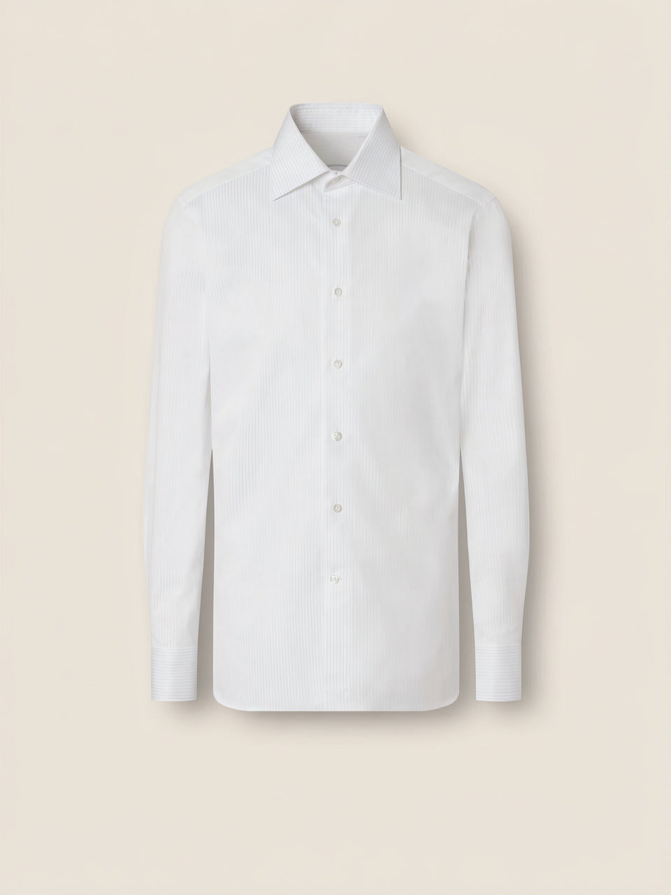 Light Blue and White Structured Striped C.V. Cotton Shirt