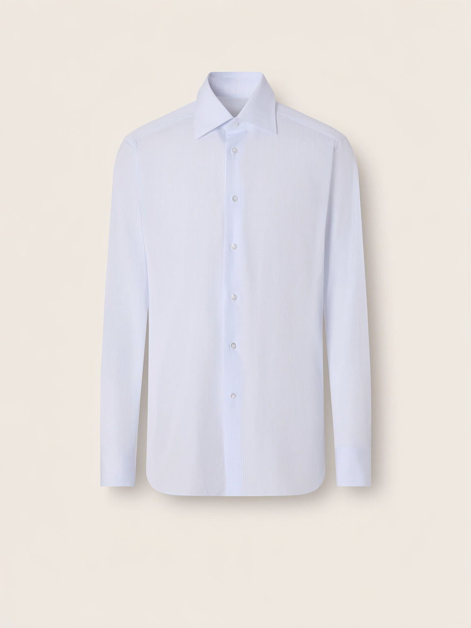 Light Blue and White Checked Cotton Shirt