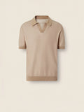 Ivory and Light Taupe Cotton Polo Shirt