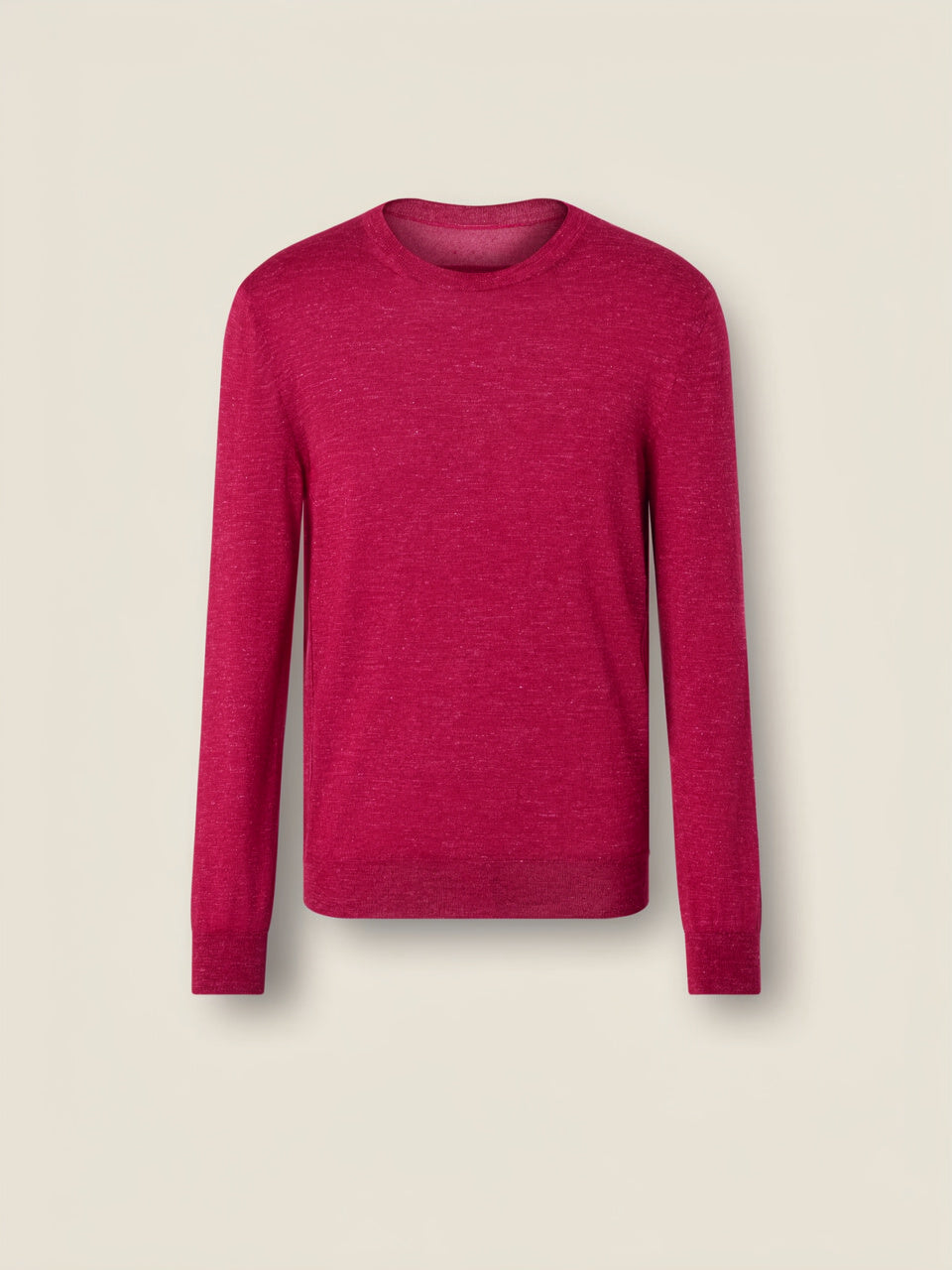 Dark Pink Mélange Silk Cashmere and Linen Crewneck