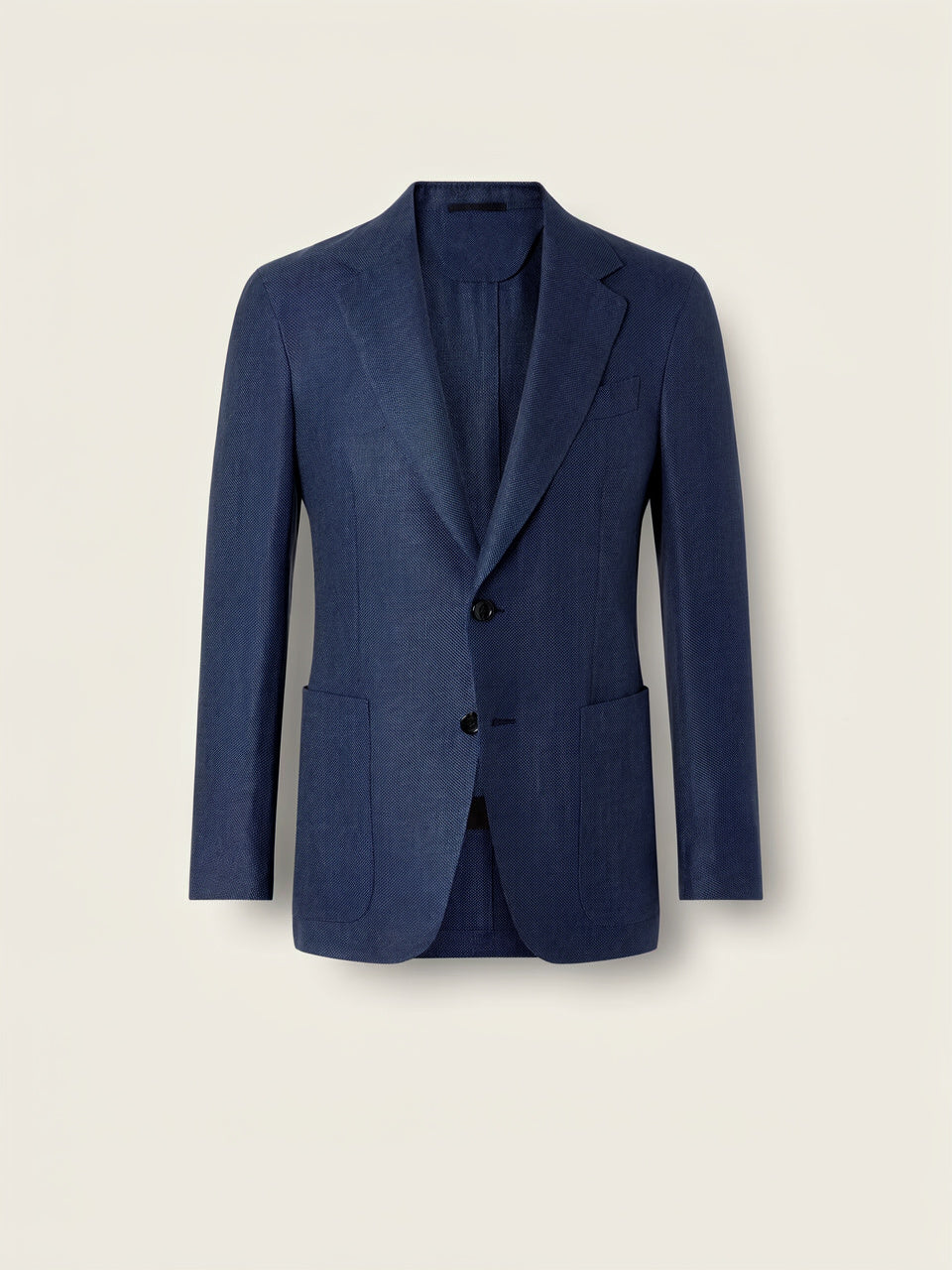 Dark Blue Crossover Linen Wool and Silk Jacket