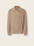 Light Taupe Cashmere and Silk Polo Shirt