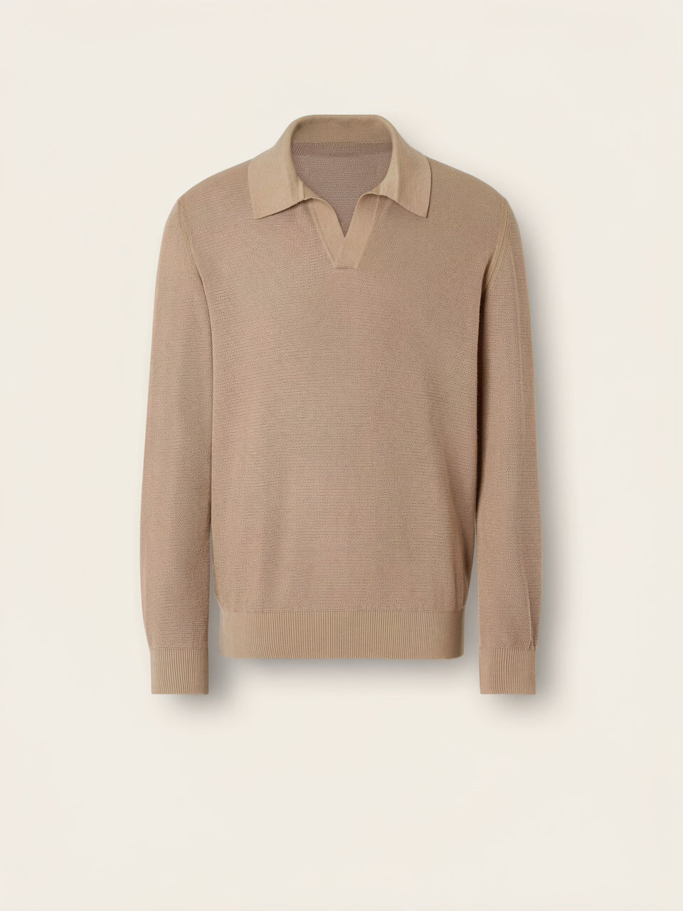 Light Taupe Cashmere and Silk Polo Shirt