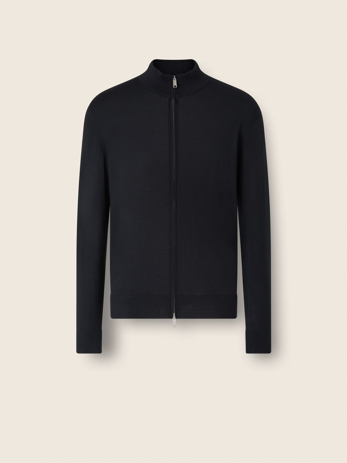 Black Wool Full Zip Cardigan