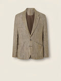 Olive Green and White Crossover Linen Wool and Silk Jacket