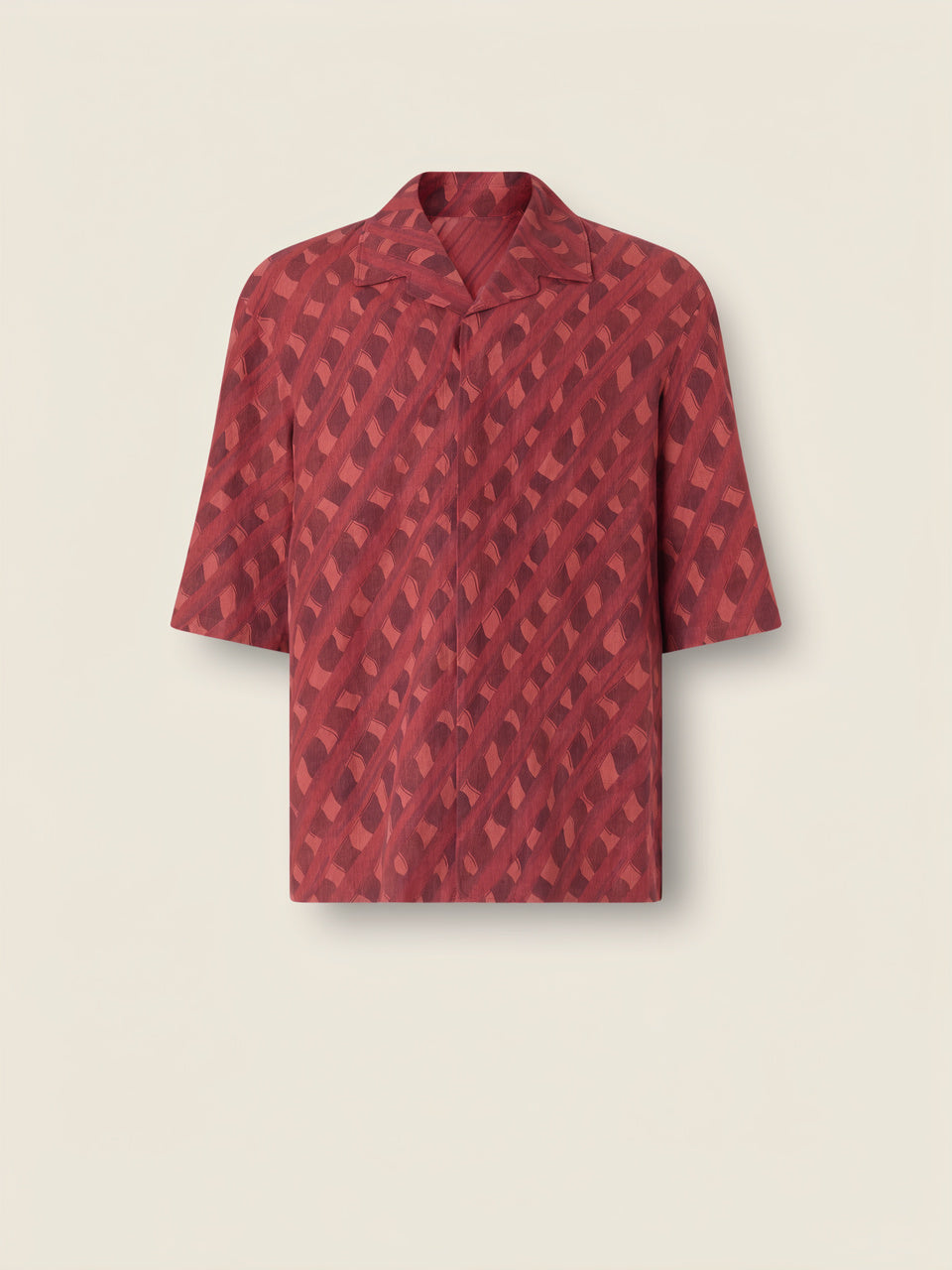 Dark Burgundy O. Net Print Linen Shirt