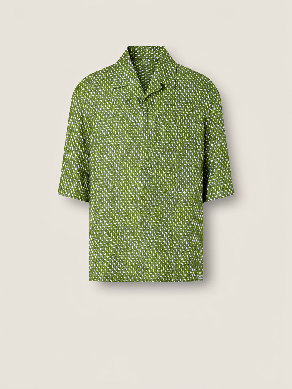 Pine Green O. Net Print Linen Shirt