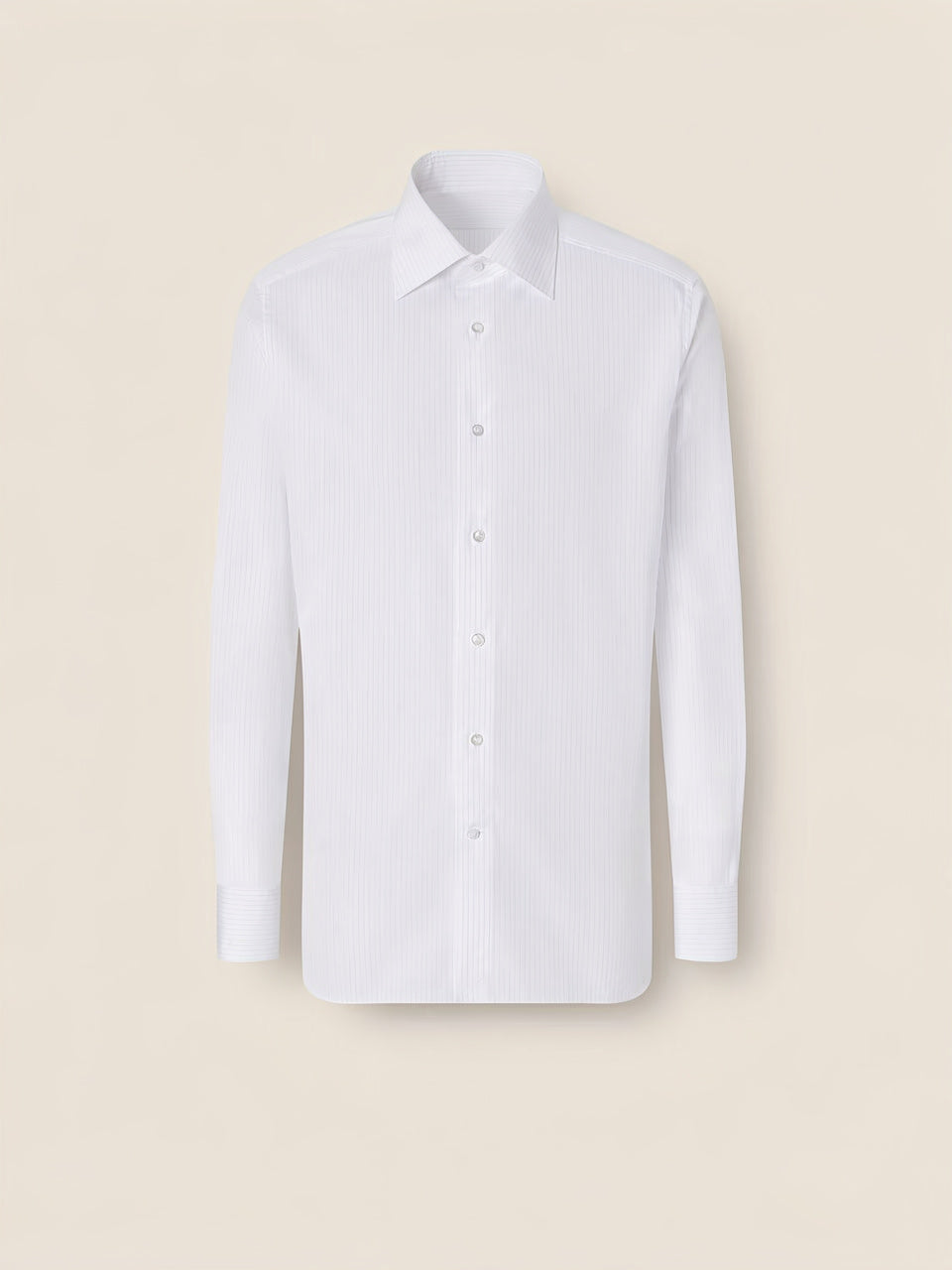 White and Light Blue Micro-striped Cotton Shirt
