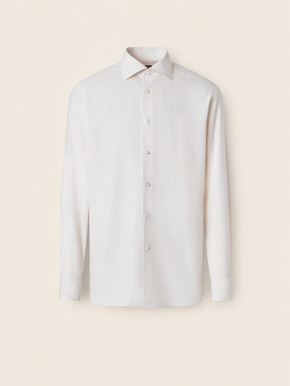 Cream White and White Striped Cotton and Cashmere Shirt