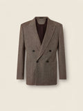 Light Beige and Dark Brown Wool and Cashmere Jacket