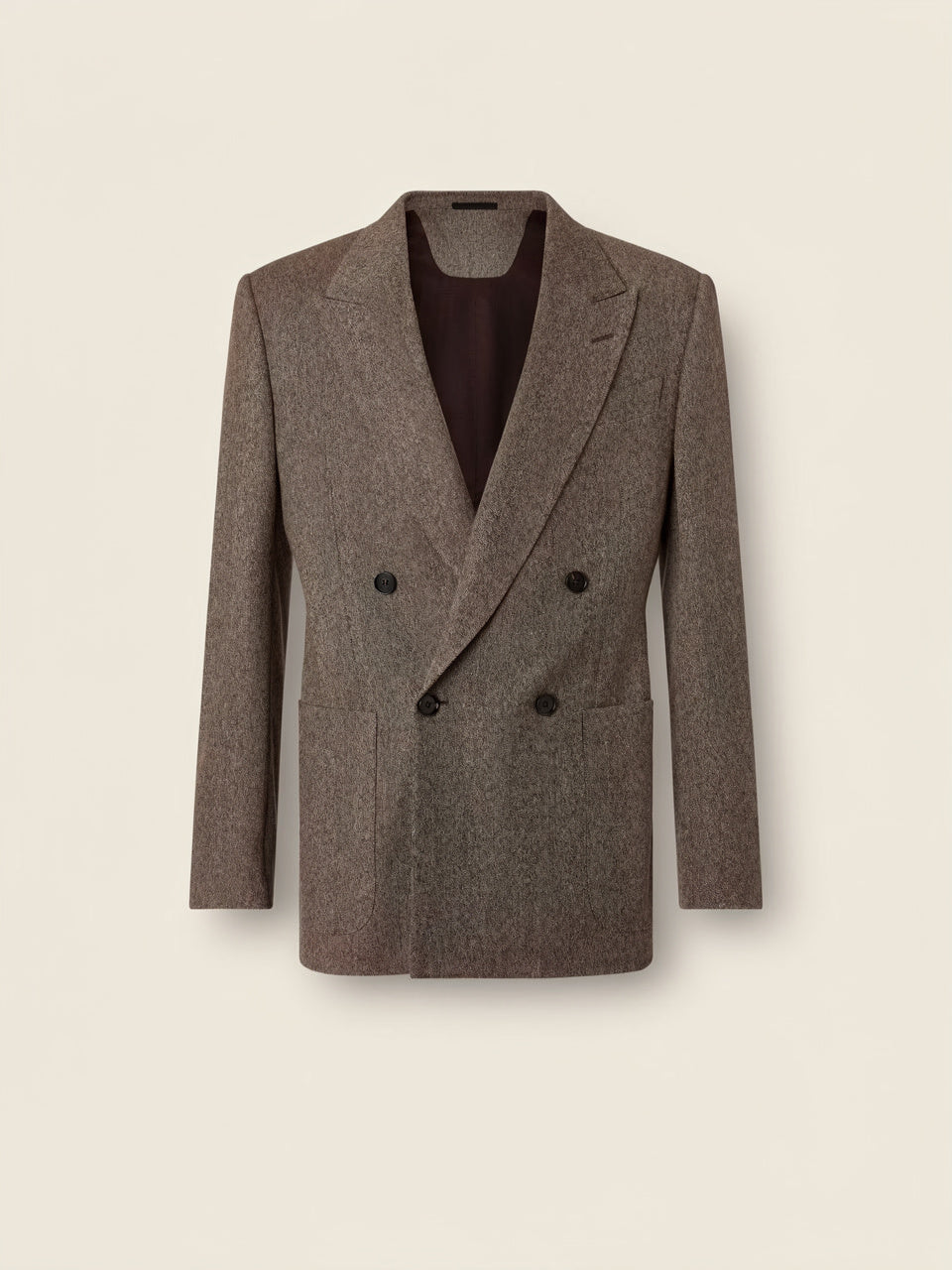 Light Beige and Dark Brown Wool and Cashmere Jacket