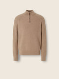 Light Beige Mélange O. Cashmere Zip Mock Sweater