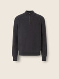 Dark Grey Mélange O. Cashmere Zip Mock Sweater