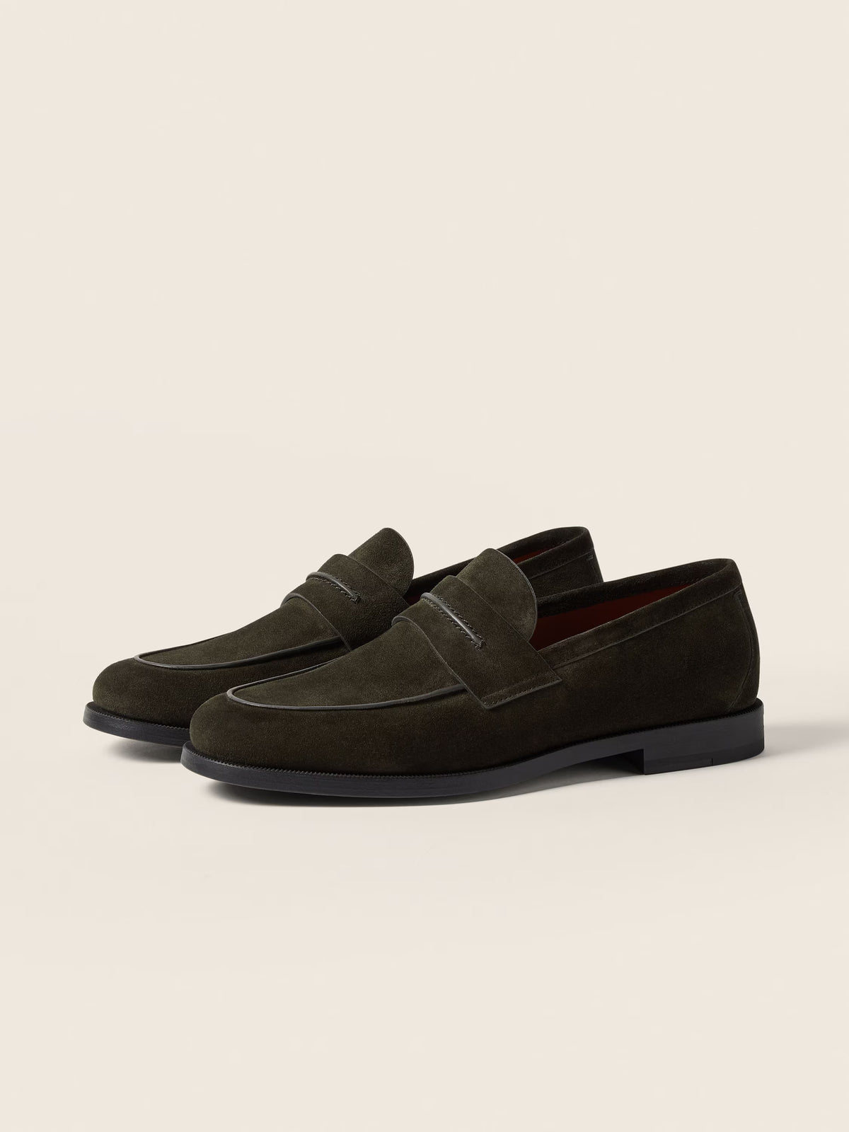 Dark Olive Green Suede Moccasin Loafer