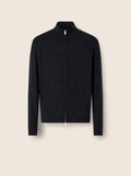 Navy Blue T. 15-Micron Wool Full Zip Cardigan