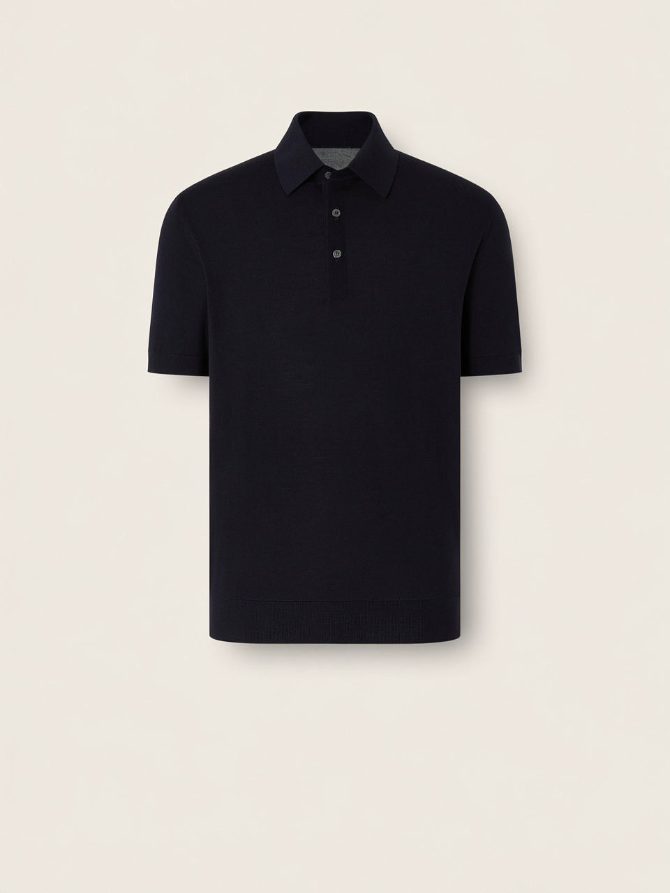 Navy Blue T. 15-Micron Wool Polo Shirt