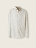 White and Dark Olive Green Silk Shirt