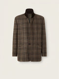 Dark Olive Green and Brown O. Cashmere Chore Jacket