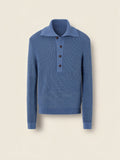 Light Blue Wool and Canapa Yarn Polo Shirt