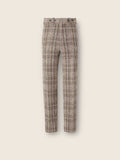 Beige Olive Green and Reddish Brown Wool and Paper Yarn Blend Pants
