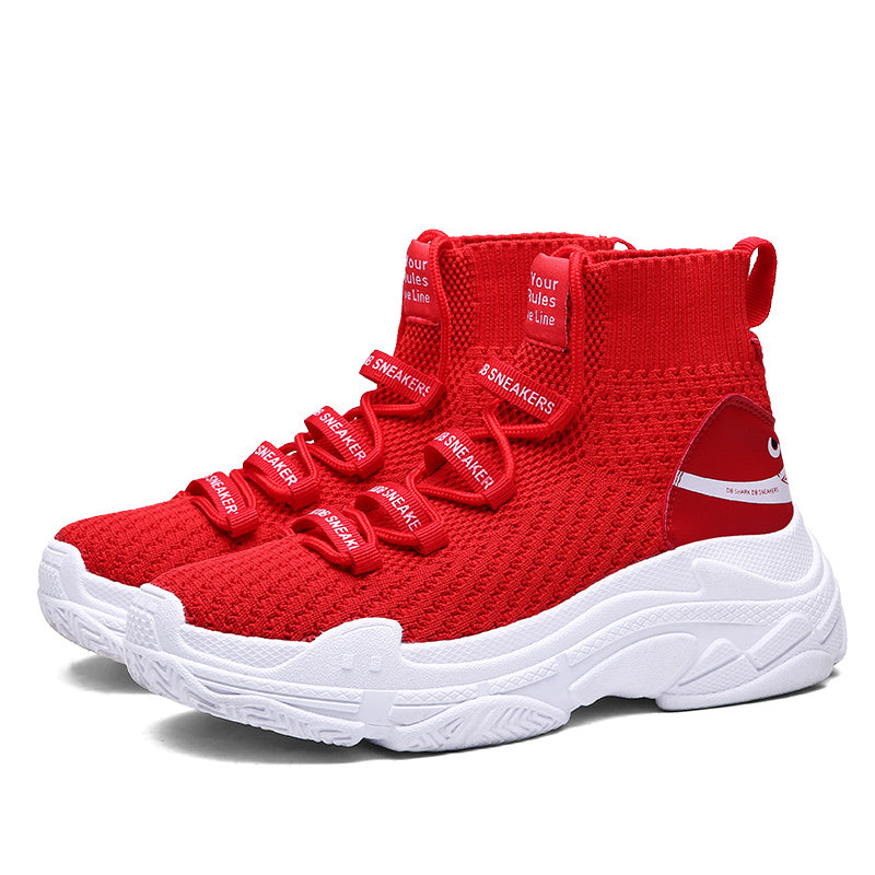 Men's Red Height-Increasing Elevator Sneakers