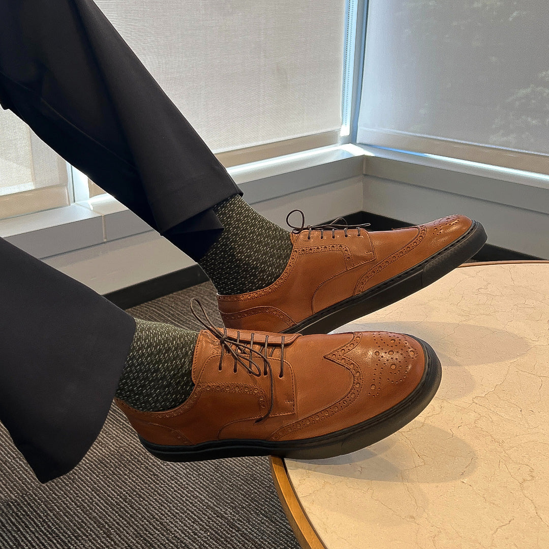 Men's Don Giovanni Wingtip Brogue Dress Sneakers – Cognac